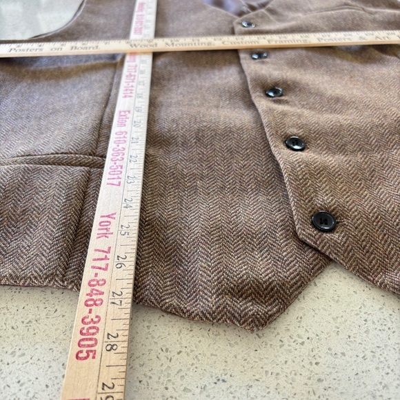 Paul Jones Wool Blend Brown Tweed Herringbone Waistcoat Vest 3XL Classic Preppy - Picture 7 of 12